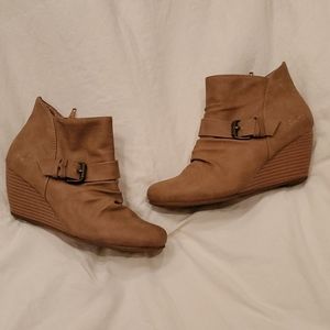 Suede wedge booties
